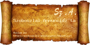 Szoboszlai Annunciáta névjegykártya
